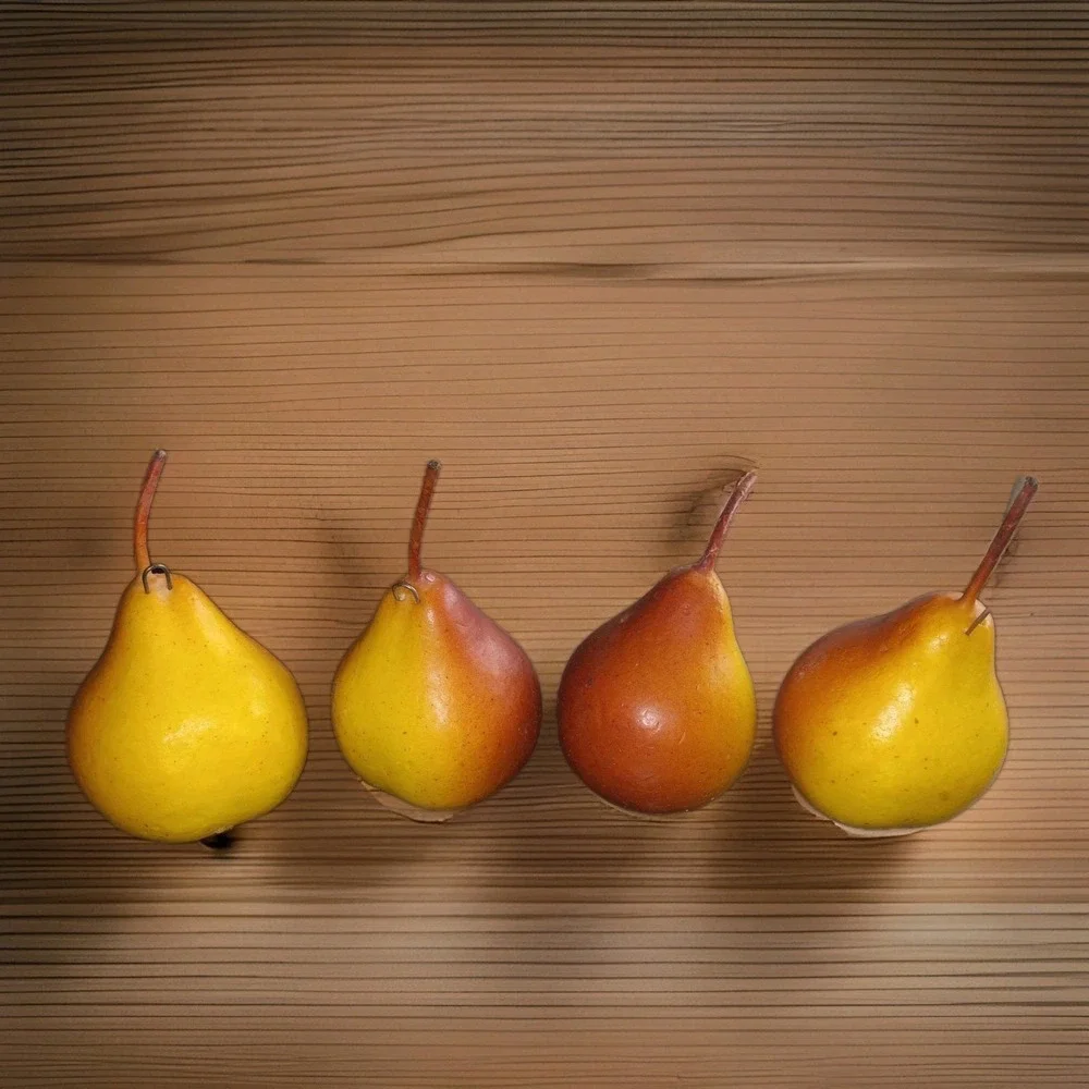4 Pcs Yellow‎ Pears Ornaments Artificial Fruit Faux Realistic Decoration Autumn